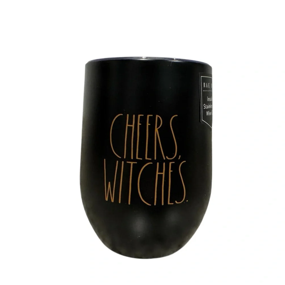 RAE DUNN CHEERS WITCHES HALLOWEEN INSULATED WINE GLASS-TUMBLER-CUP NWT!